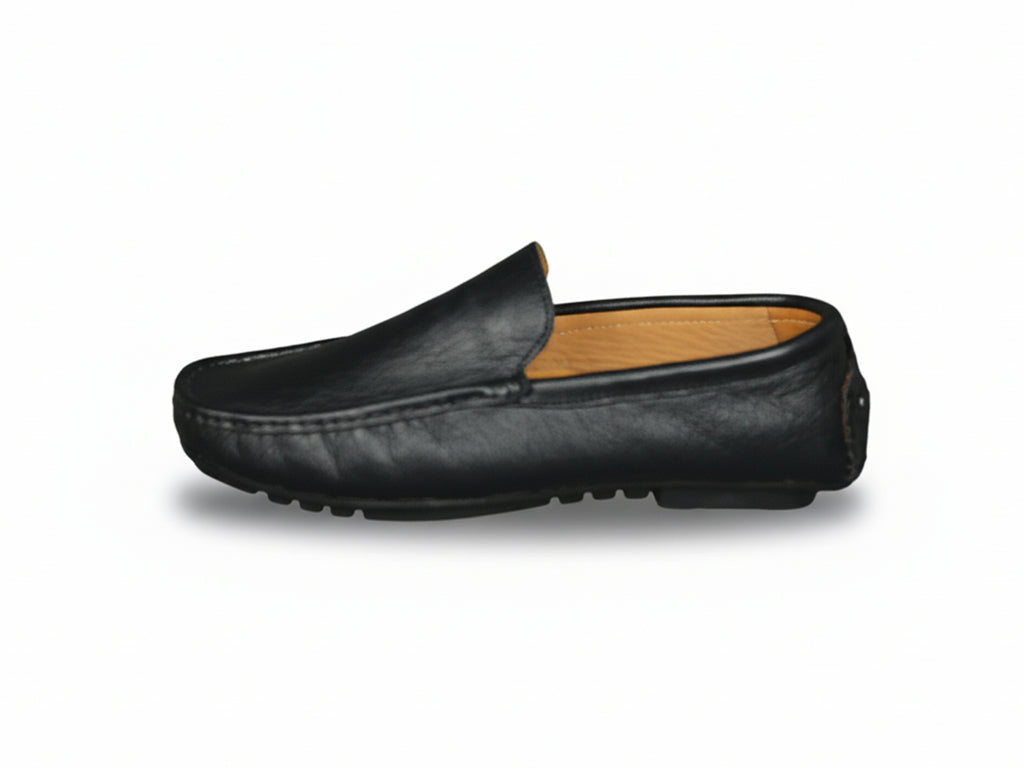 Classic Black Genuine Leather Driving Loafer
